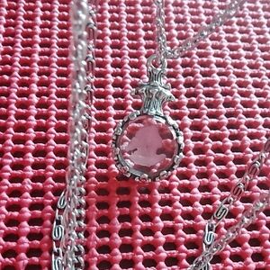 Goldette Signed Carved Glass Necklace